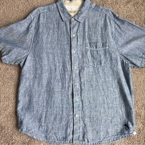 Tommy Bahama Shirt XL 100% Linen Button up Pocket Short Sleeve Island Preppy
